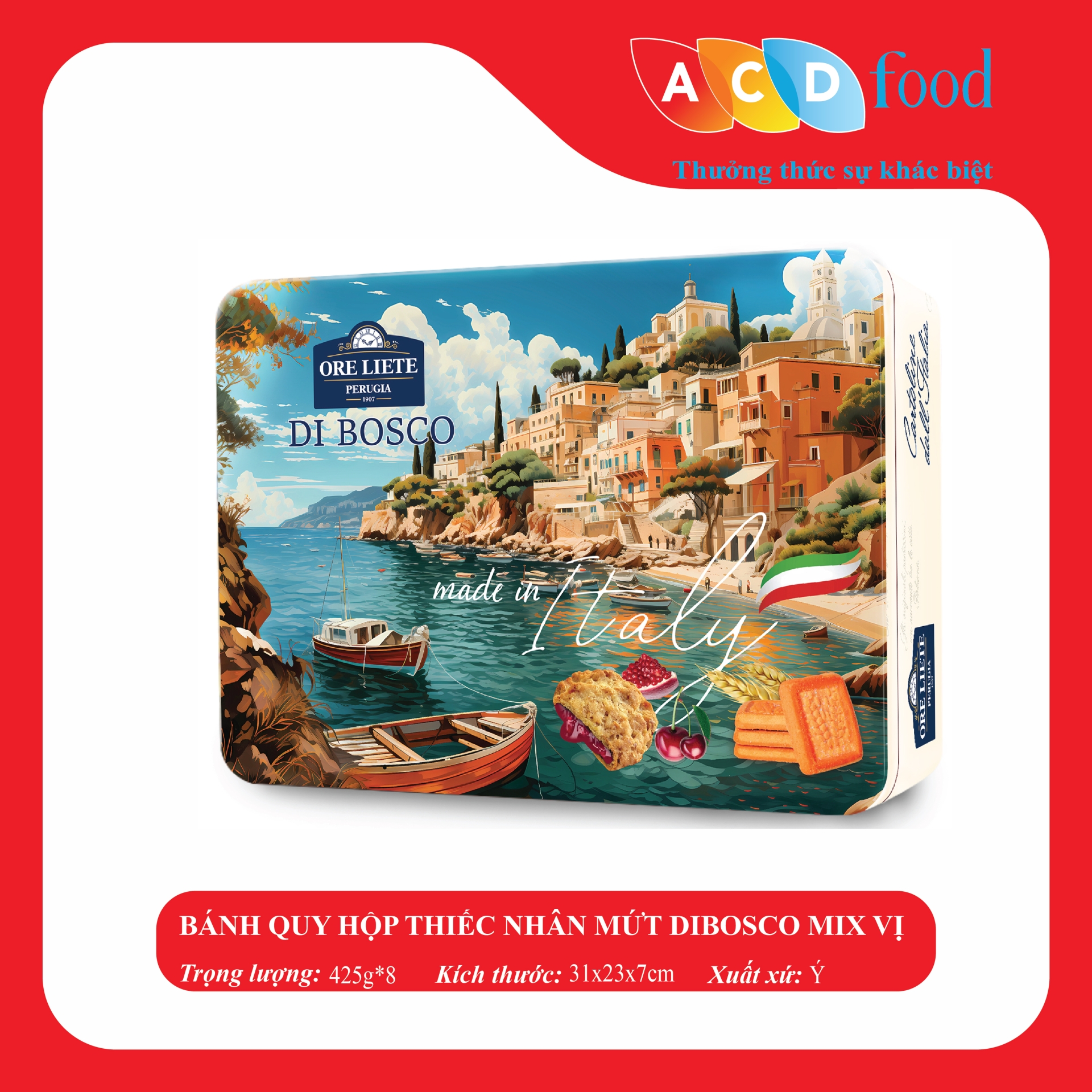 BÁNH QUY HỘP THIẾC NHÂN MỨT DIBOSCO MIX VỊ